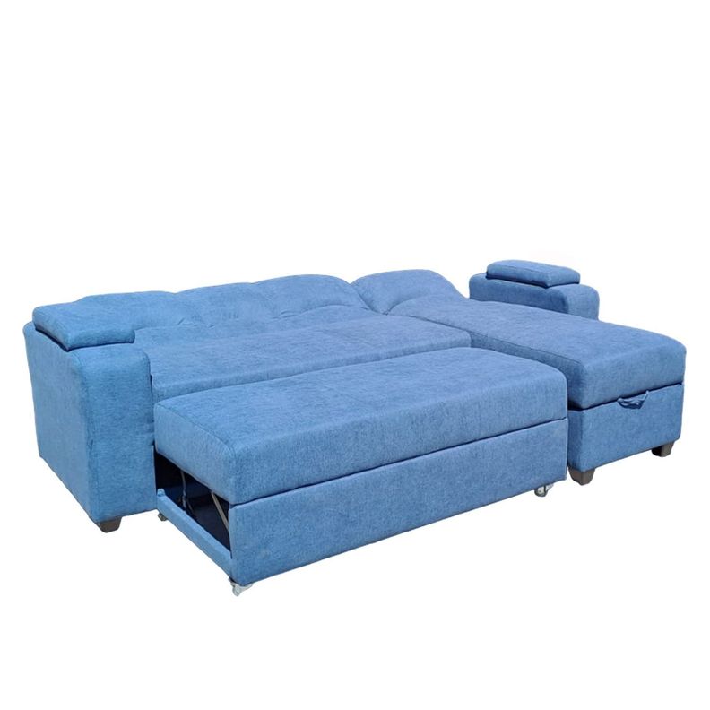 SECCIONAL CAMA BAUL FUNCIONAL 2 PZ DECO LINO AZUL DERECHO-3