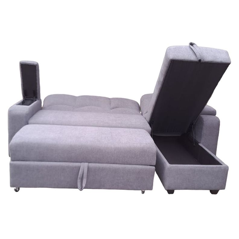 SECCIONAL CAMA BAUL FUNCIONAL 2 PZ DECO LINO GRIS DERECHO-0