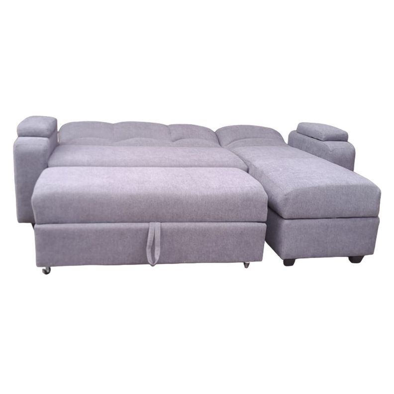 SECCIONAL CAMA BAUL FUNCIONAL 2 PZ DECO LINO GRIS DERECHO-2