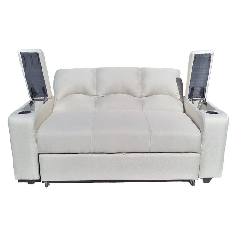 SOFA CAMA FUNCIONAL 2 PZ DECO LINO IMPERMEABLE CRUDO-2