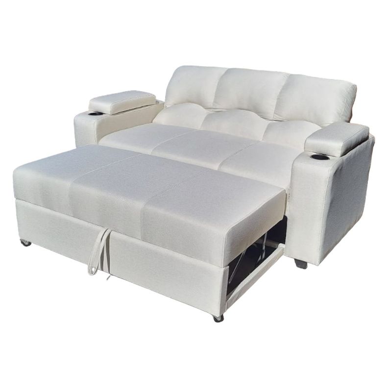 SOFA CAMA FUNCIONAL 2 PZ DECO LINO IMPERMEABLE CRUDO-4