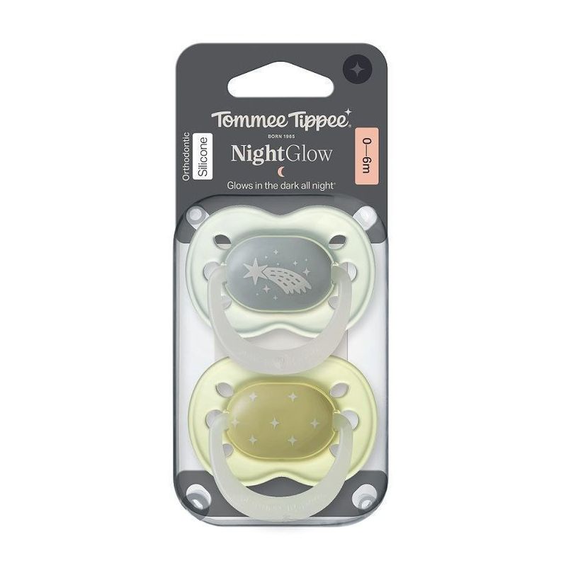 Chupete de silicona NightGlow 2 unidades 0-6 meses Celeste/Verde