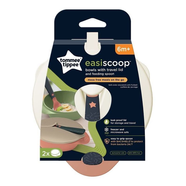 Set 2 pocillos mas cuchara y tapa EasyScoop Azul