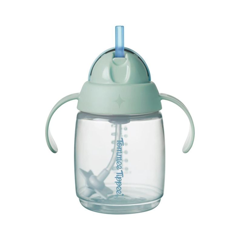 Vaso con bombilla de silicona 6 meses+ Trainer Straw 240ml Celeste