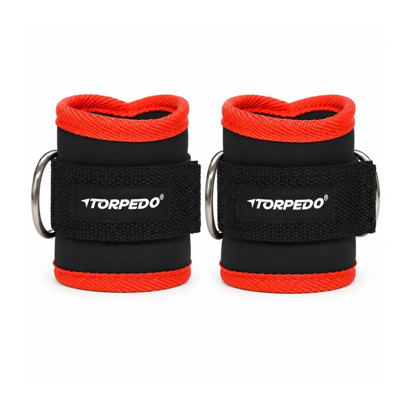 Tobilleras para Polea Torpedo Par Gimnasio Gluteos Rojo