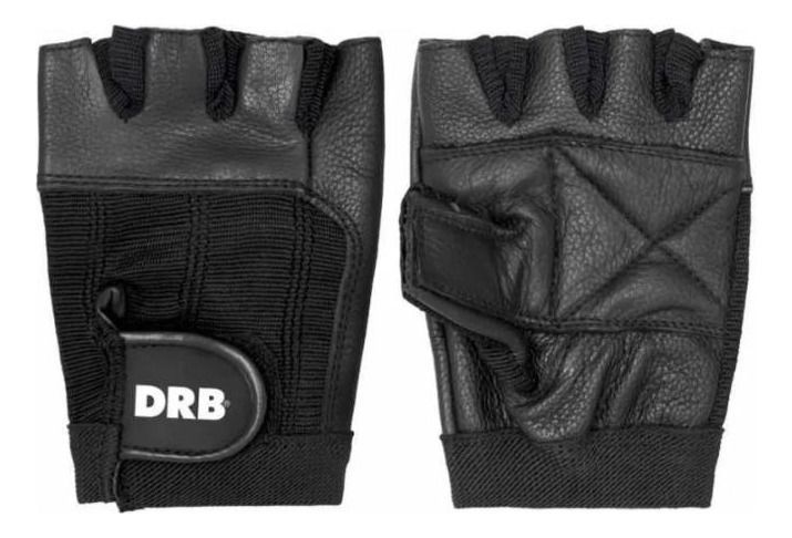 Guantes Fitness Cuero Spandex Drb Negro Pesas Y Gimnasio-0