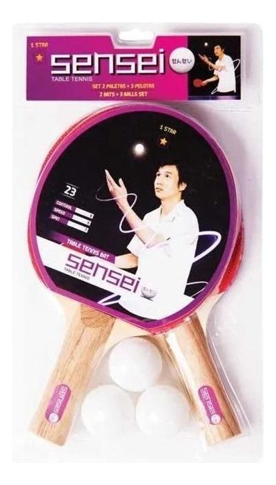 Set Ping Pong Sensei 2 Paletas + 3 Pelotas - 1*-1