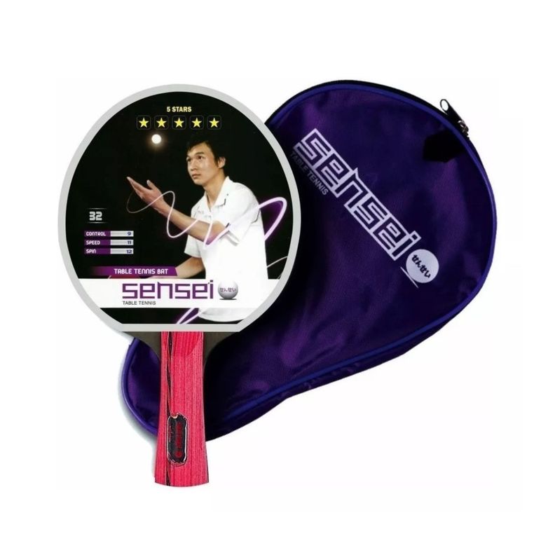 Paleta De Ping Pong Sensei 5 Star Negra Y Roja-0