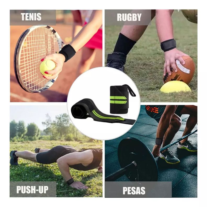 Par Muñequera Deportiva Elástica Ajustable Crossfit Gym-4