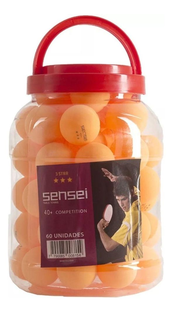 Pelotas De Ping Pong Sensei® 3 Estrellas Frasco 60 Unid.-0