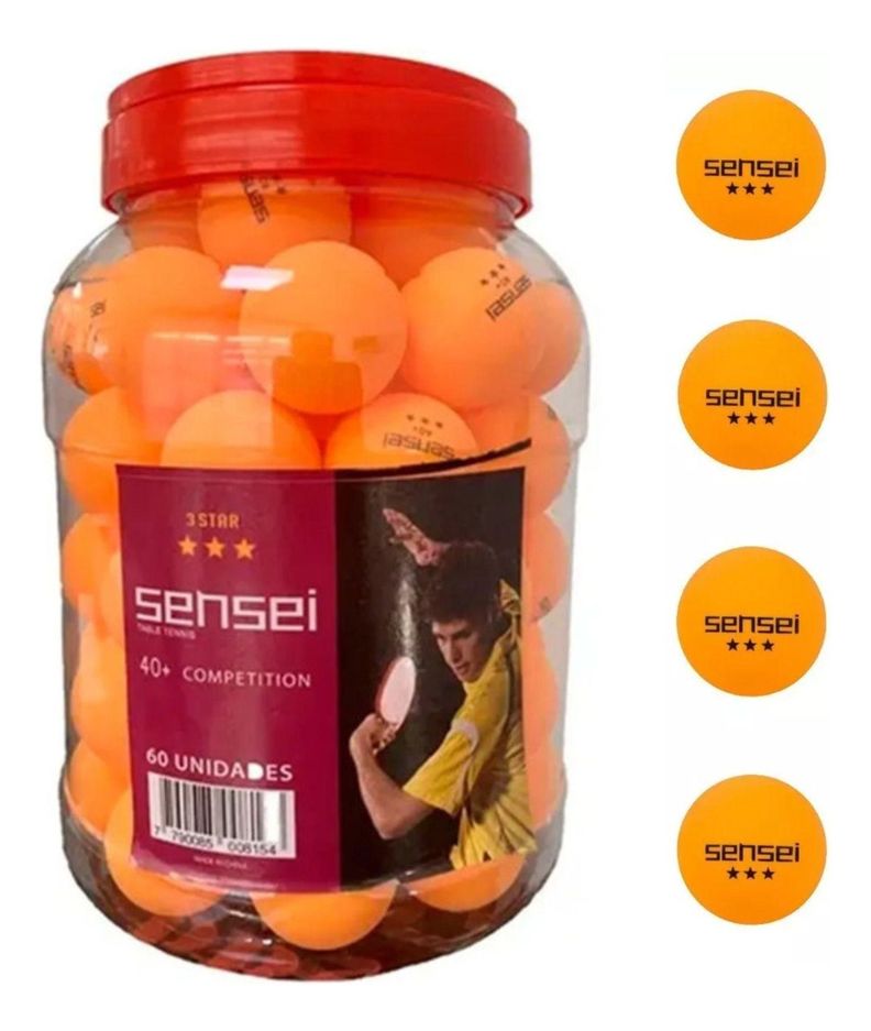 Pelotas De Ping Pong Sensei® 3 Estrellas Frasco 60 Unid.-1