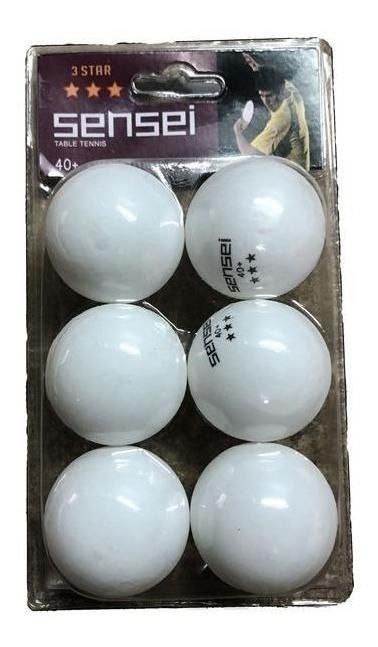 Set 6 Pelotas Ping Pong 3 Estrellas Sensei® - Tenis De Mesa-0