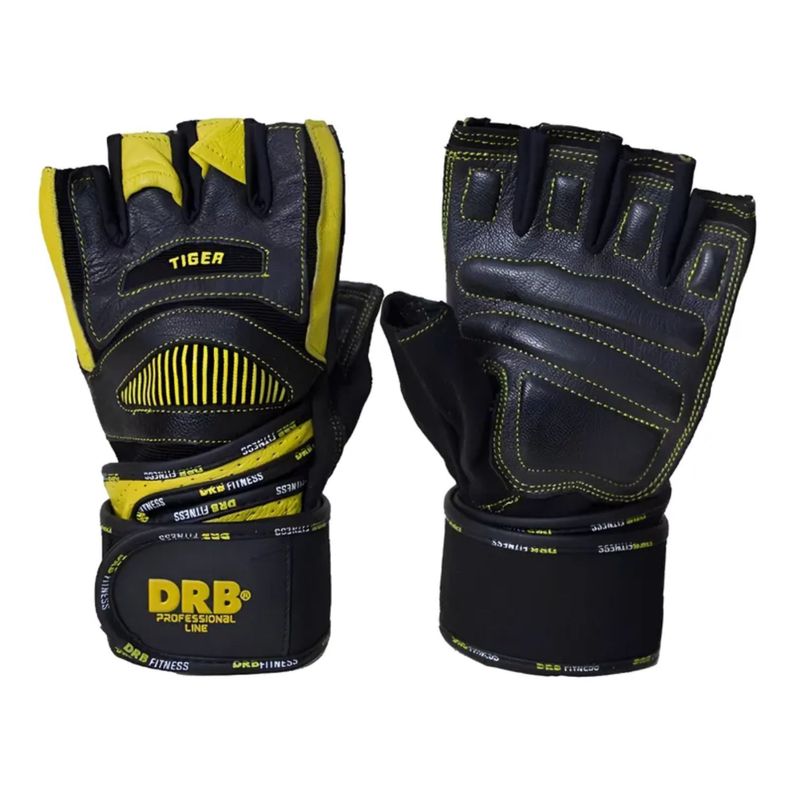 Guantes Fitness Gym DRB Tiger Cuero Munequera Pesas