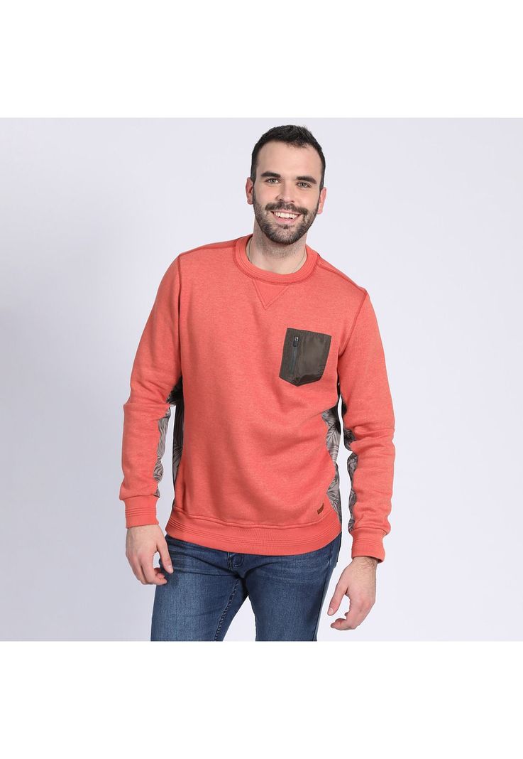 Polerón Cuello Redondo Con Aplicación Ladrillo-0