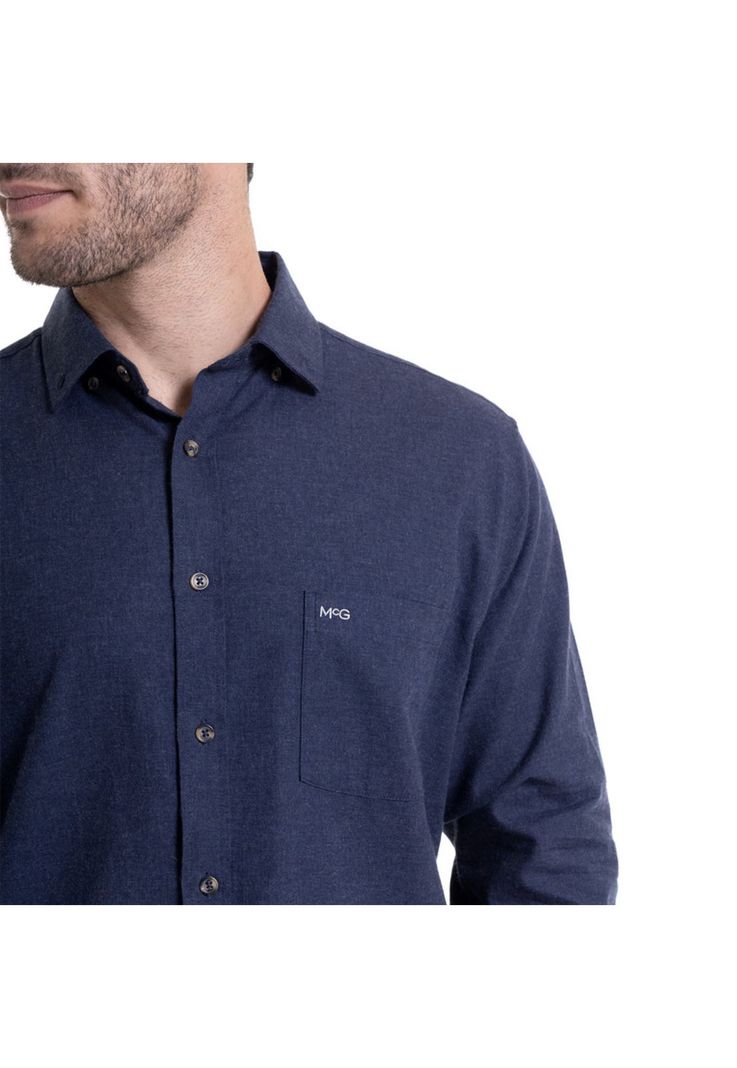 Camisa Algodón Comfort Fit Azul Marino-3