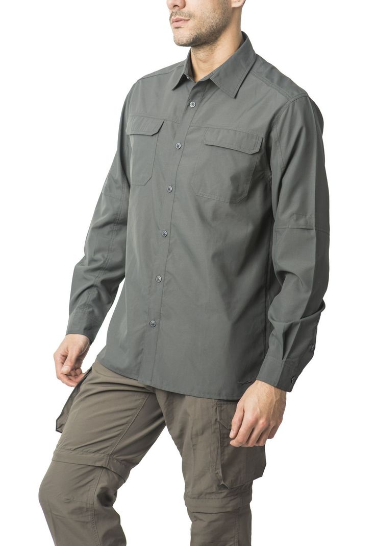 Camisa Outdoor Manga Ajustable Gris-0