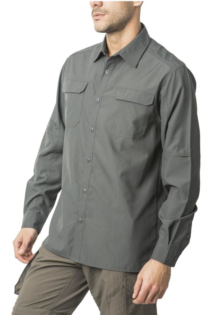 Camisa Outdoor Manga Ajustable Gris-1