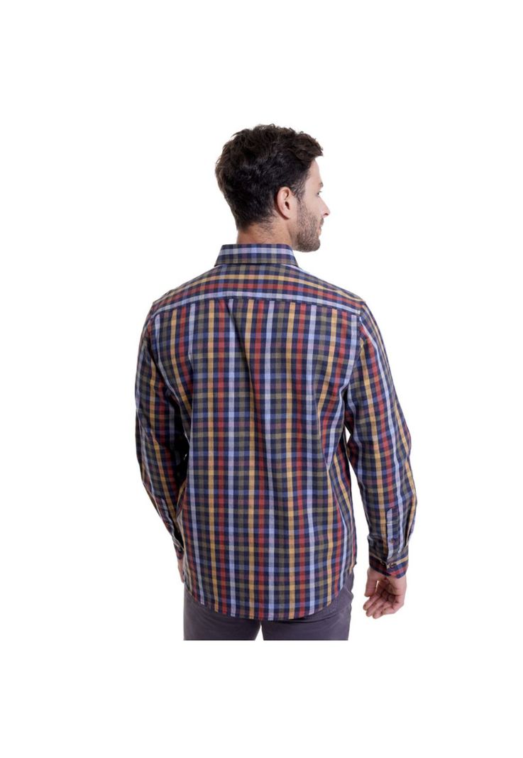 Camisa Villela Escocesa Regular Fit Azul Marino-1