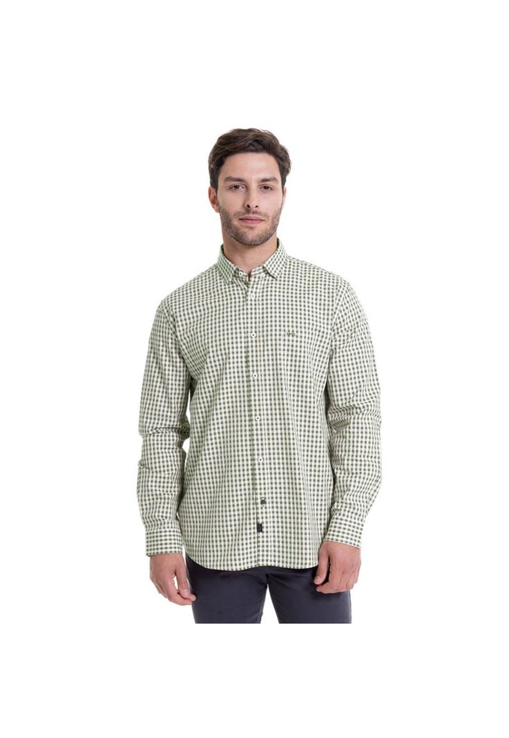 Camisa Cuadrillé Regular Fit Oliva Claro-0