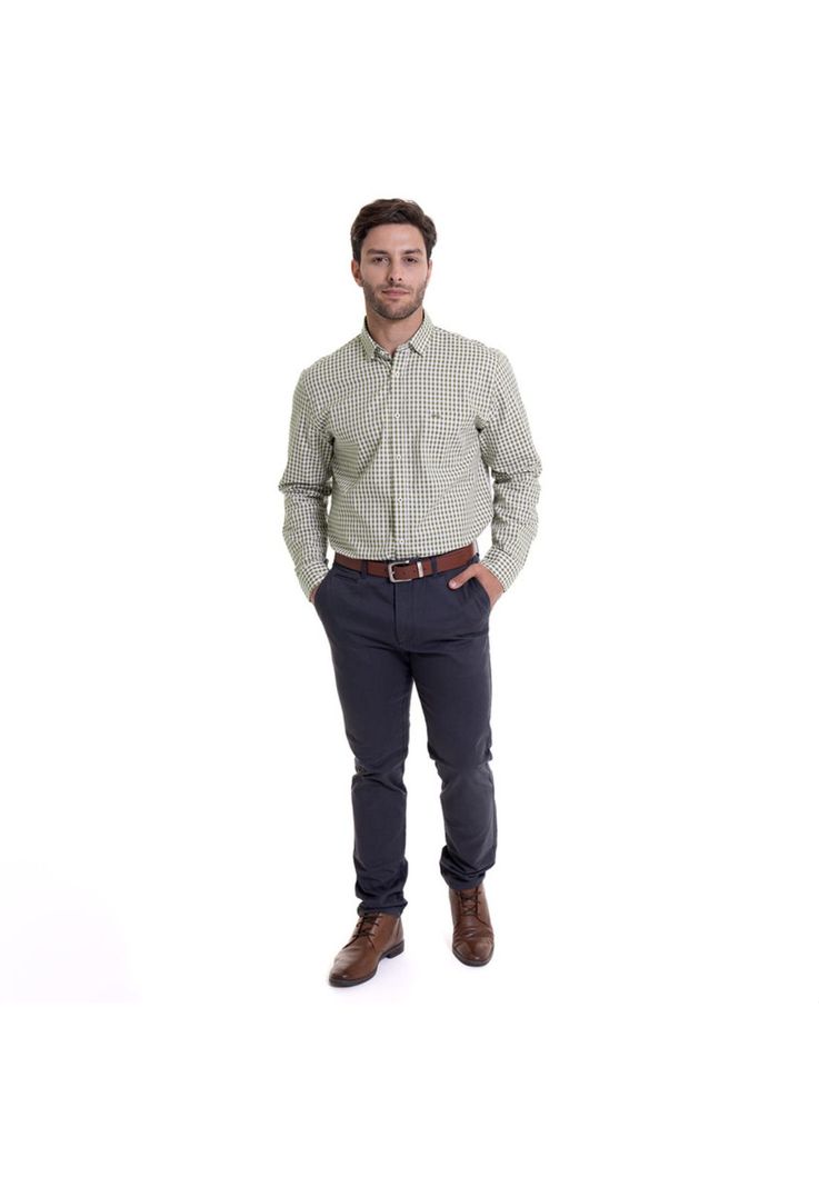 Camisa Cuadrillé Regular Fit Oliva Claro-2