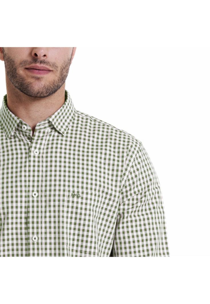 Camisa Cuadrillé Regular Fit Oliva Claro-3