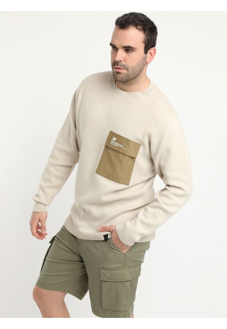 Sweater Cuello Redondo Crema-0