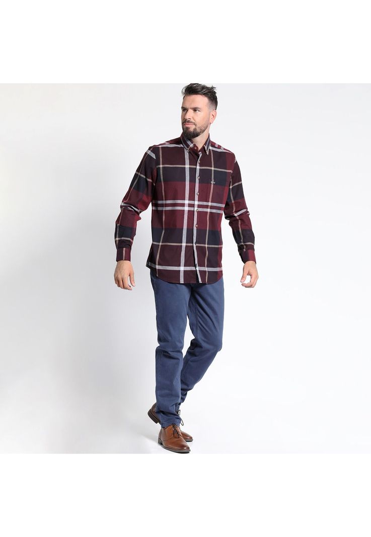 CAMISA MANGA LARGA VILLELA CUADRILLÉ YD REGULAR FIT SPANDEX-0