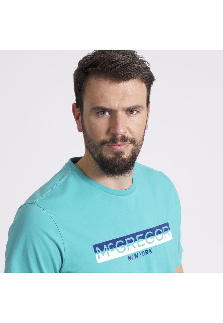 Polera Manga Corta Estampado Texturado Regular Fit Jersey Turquesa-1