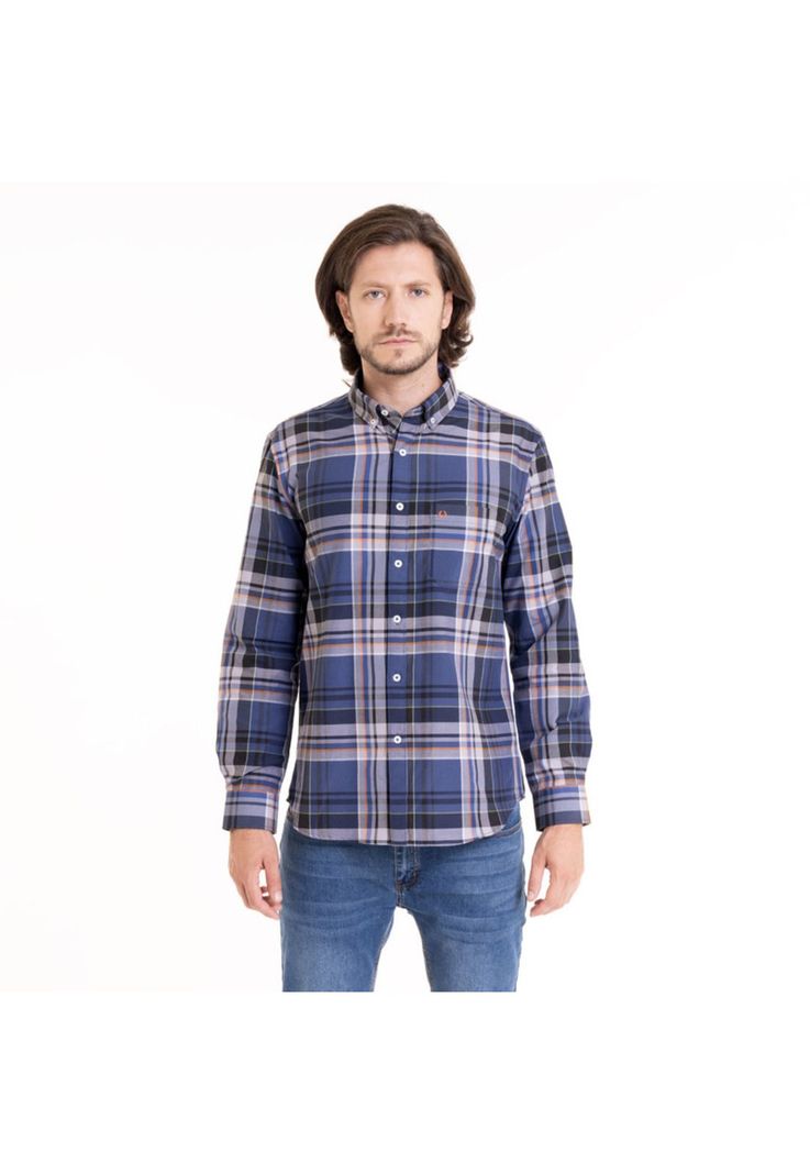 Camisa Oxford Fantasía Azul Marino-0