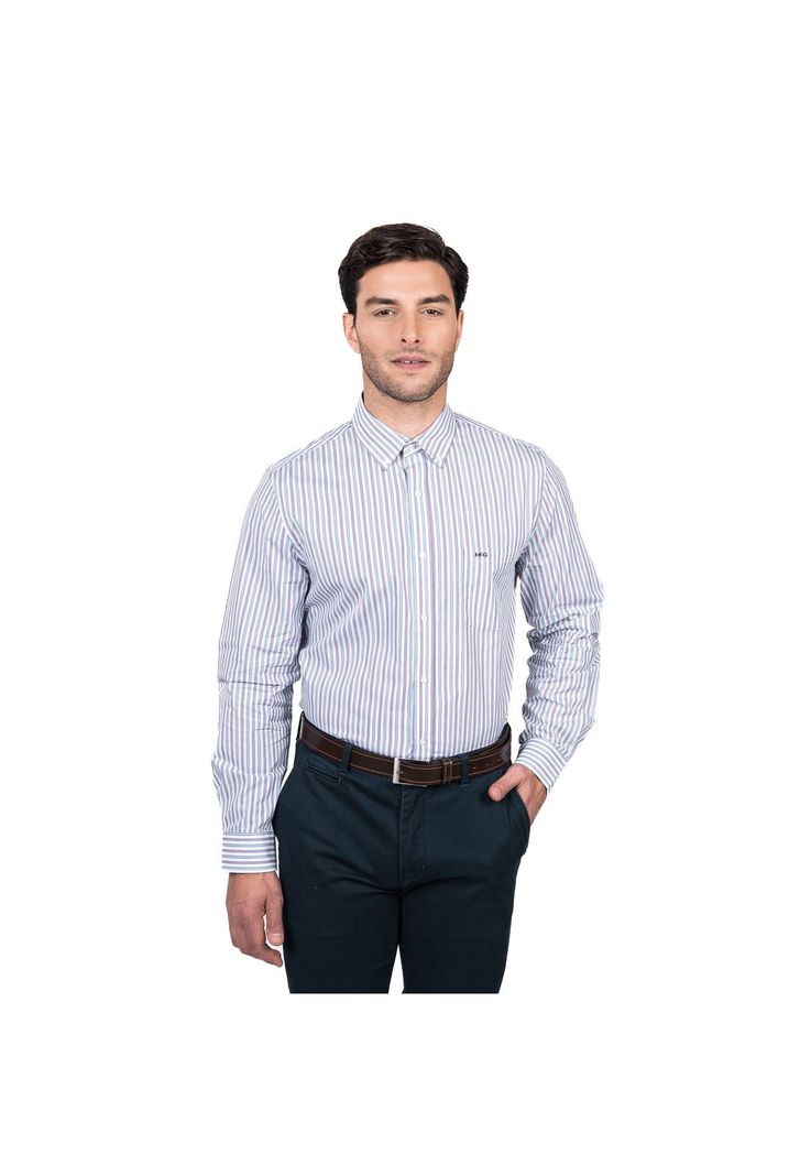 Camisa Rockefeller Smart Listada Comfort Fit-0
