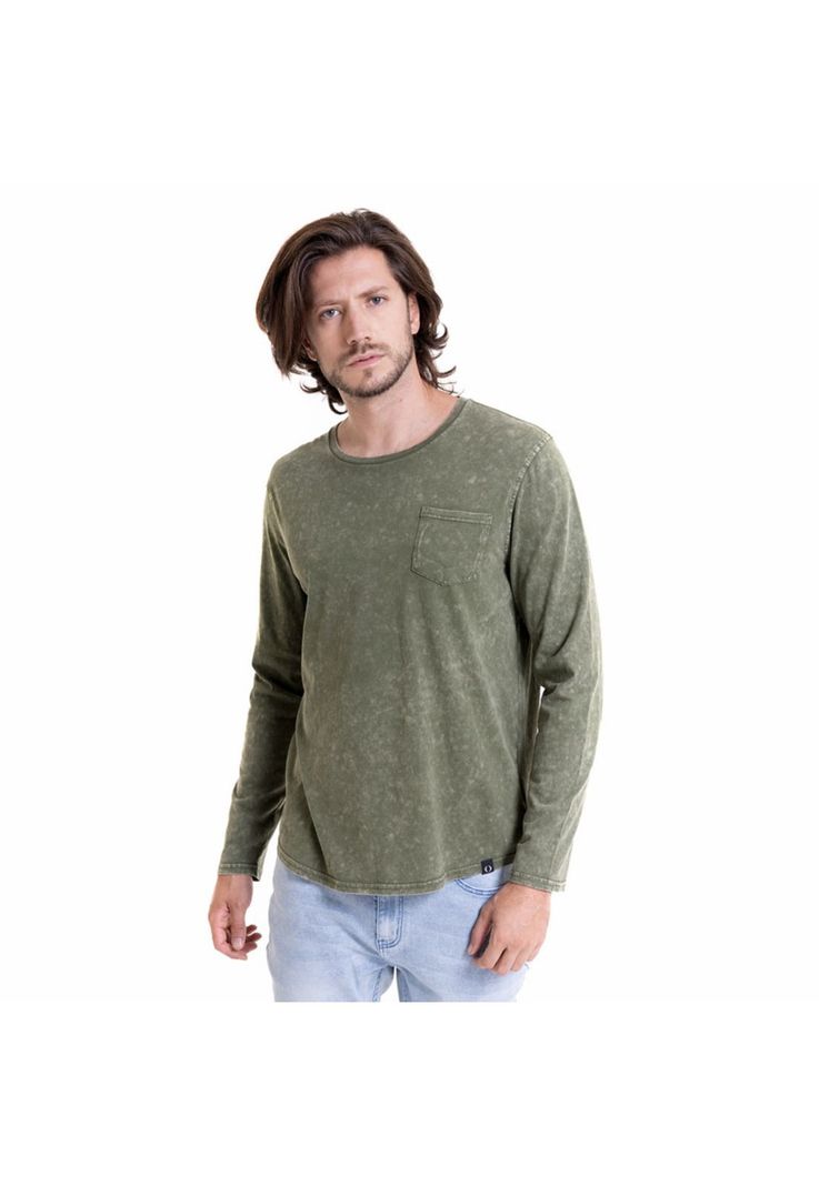 Polera Cuello Redondo Manga Larga Verde musgo