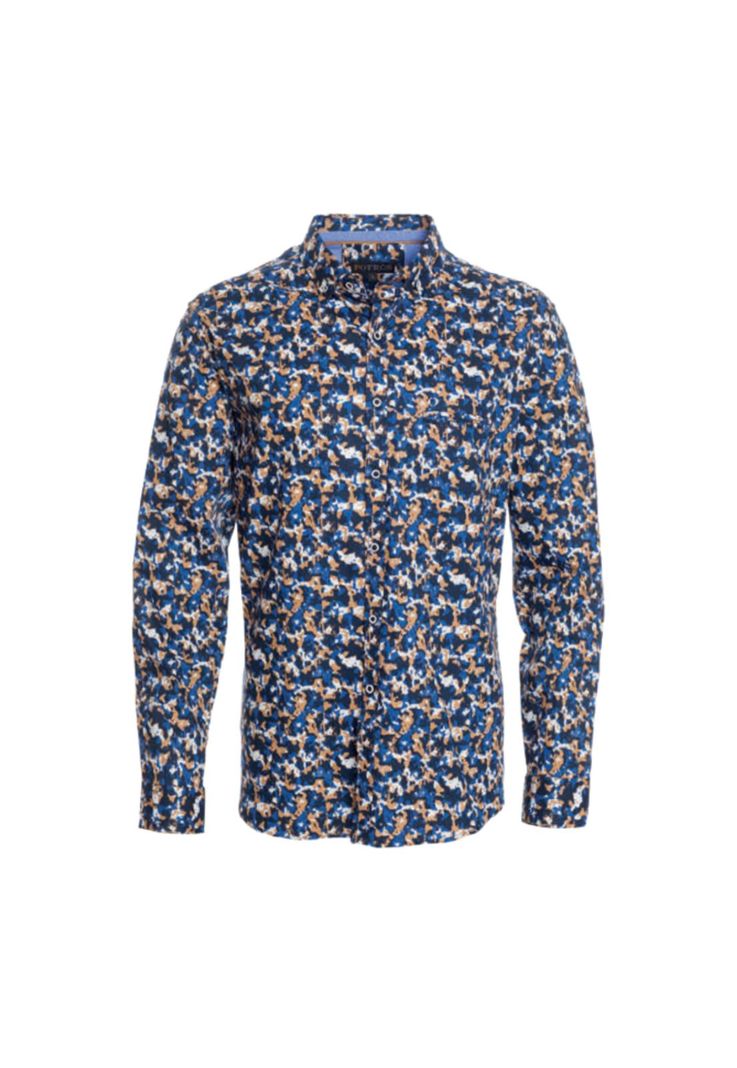 Camisa Estampada Azul-0