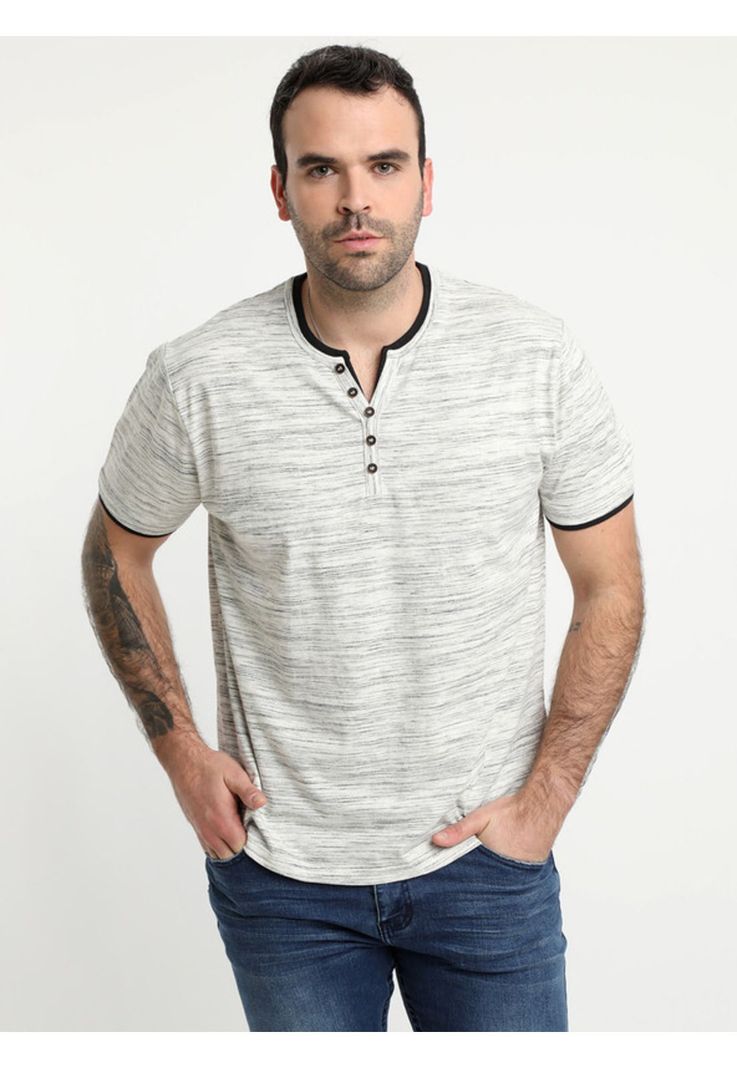 Polera Jersey Slub Con Boton Blanco