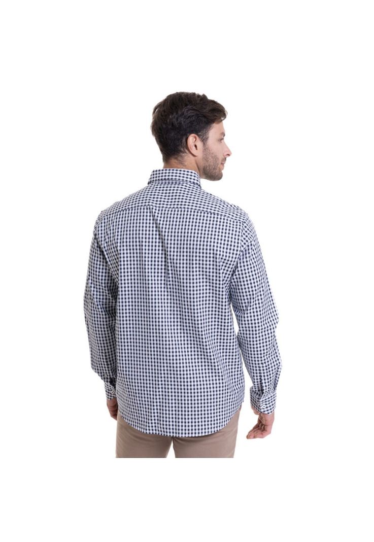 Camisa Cuadrillé Regular Fit Azul Marino-1