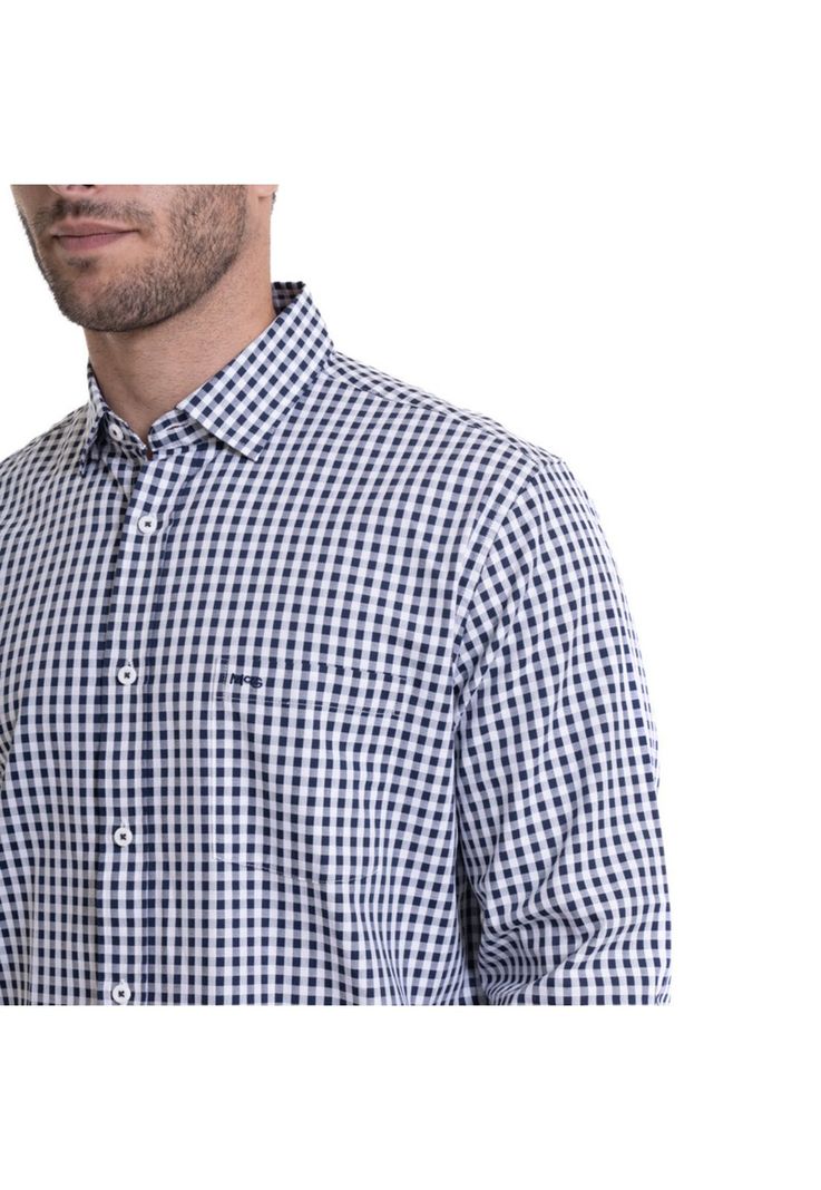 Camisa Cuadrillé Regular Fit Azul Marino-3