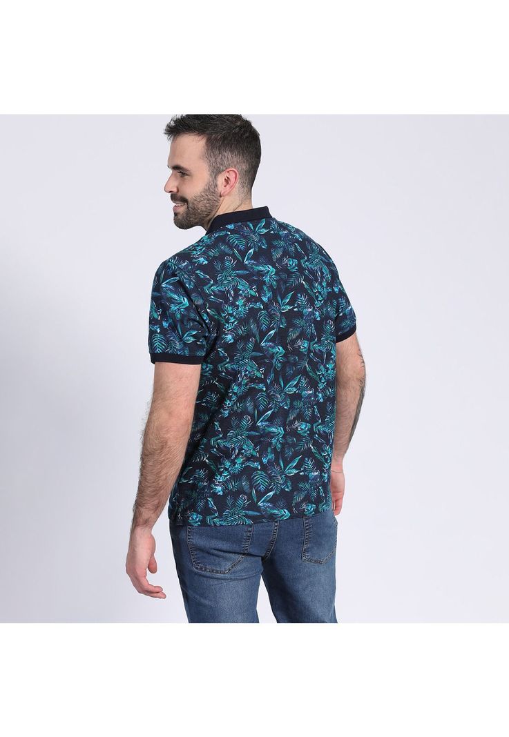 Polera Pique Estampada Azul-1