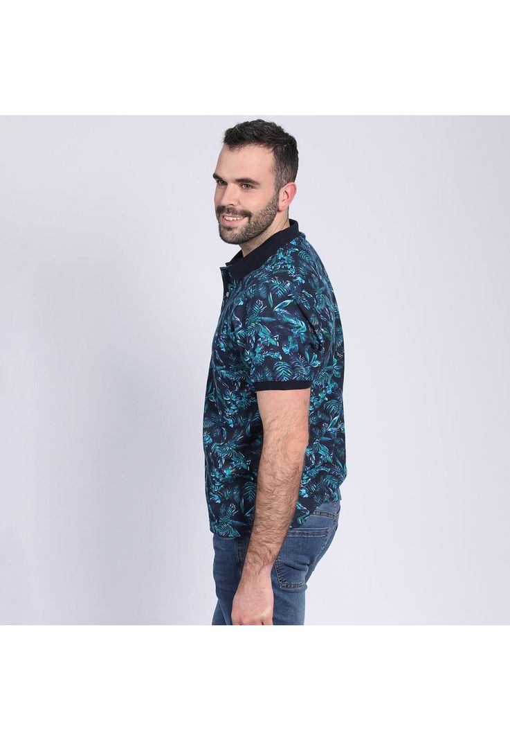 Polera Pique Estampada Azul-2