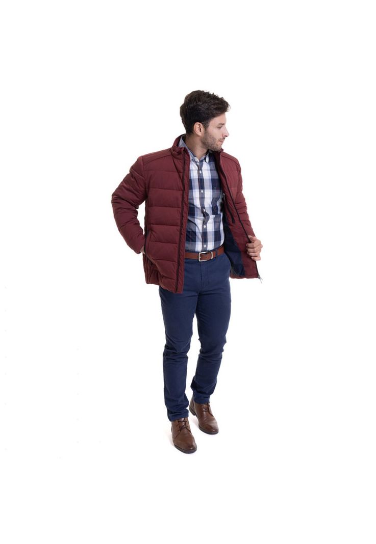 Parka Térmica Acolchada Rojo Oscuro-2