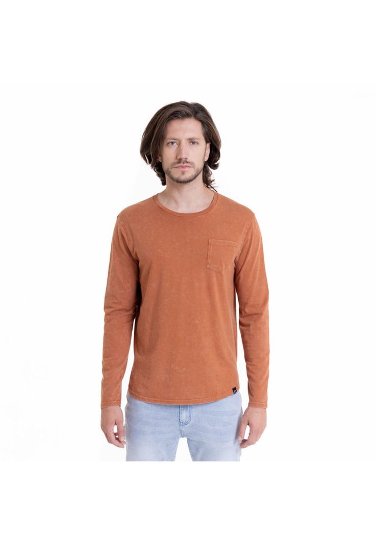 Polera Cuello Redondo Manga Larga Naranja oscuro-0