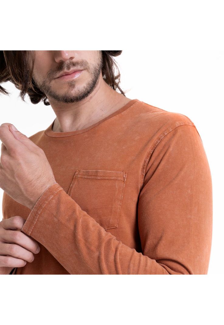 Polera Cuello Redondo Manga Larga Naranja oscuro-3