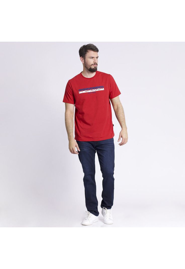 Polera Manga Corta Estampado Texturado Regular Fit Jersey Rojo-0