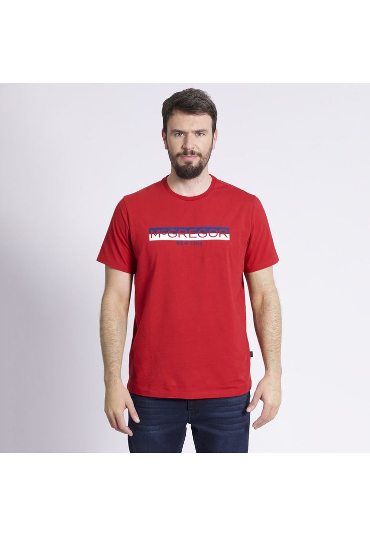 Polera Manga Corta Estampado Texturado Regular Fit Jersey Rojo-1