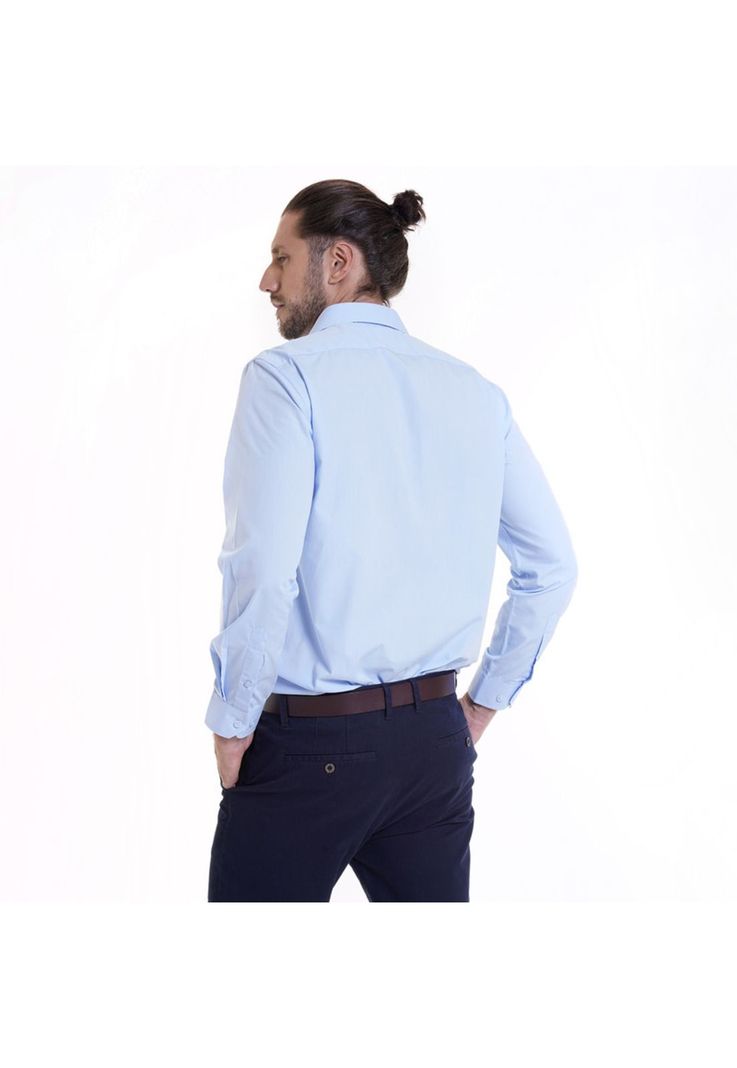 Camisa Lisa Básica Tailored Fit Celeste-1