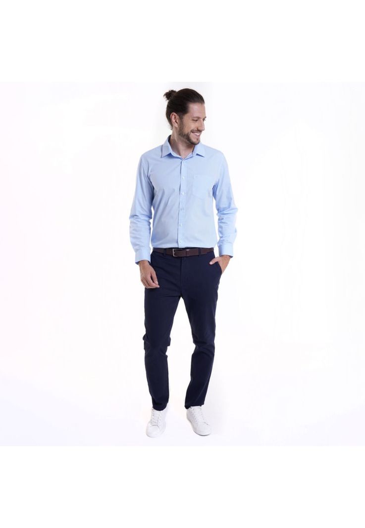 Camisa Lisa Básica Tailored Fit Celeste-2