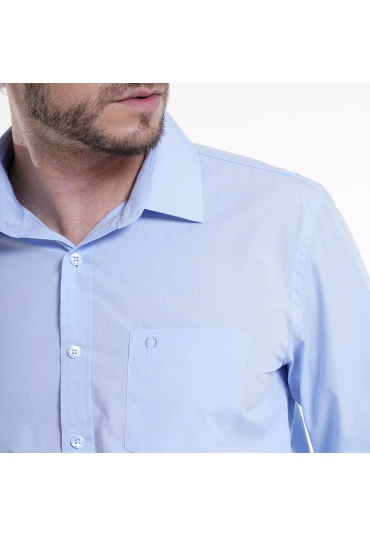 Camisa Lisa Básica Tailored Fit Celeste-3