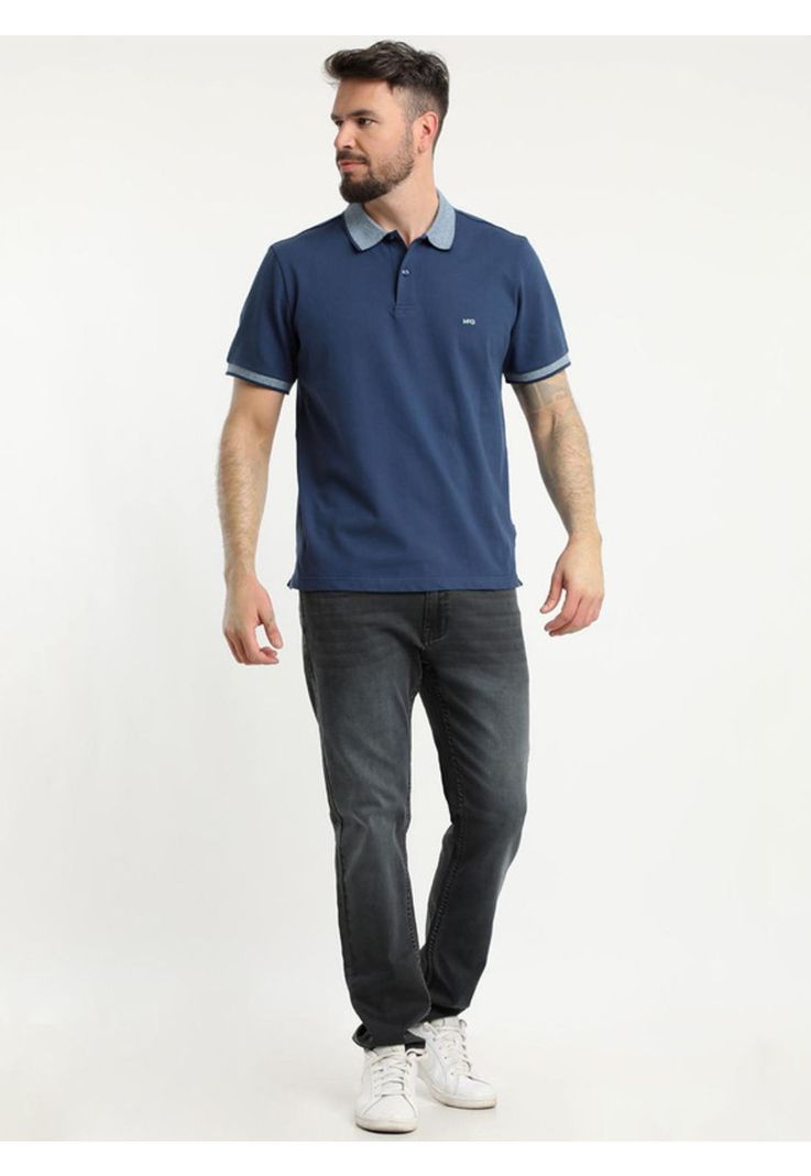 Polera Manga Corta Piqué Regular Fit Comfort Tech Azul Marino