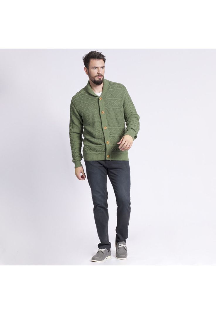 Cardigan Trenzado Verde musgo-0