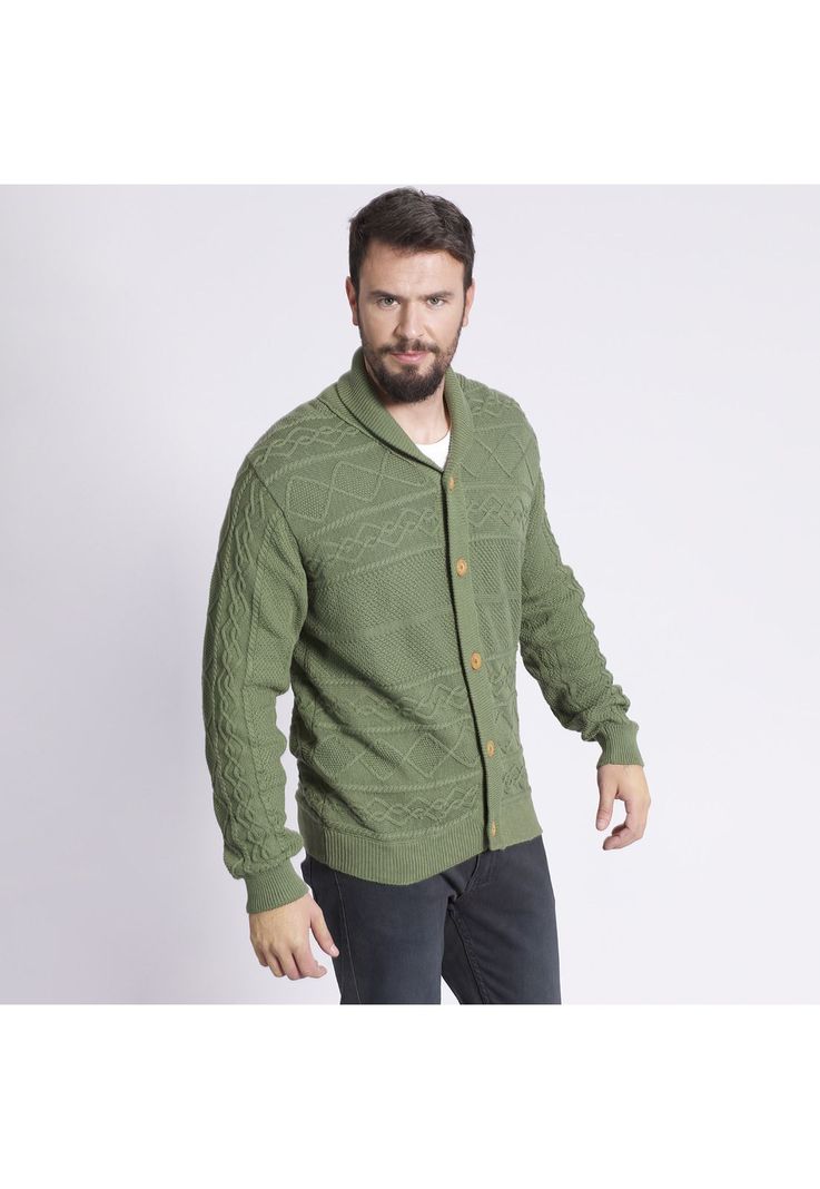 Cardigan Trenzado Verde musgo-1