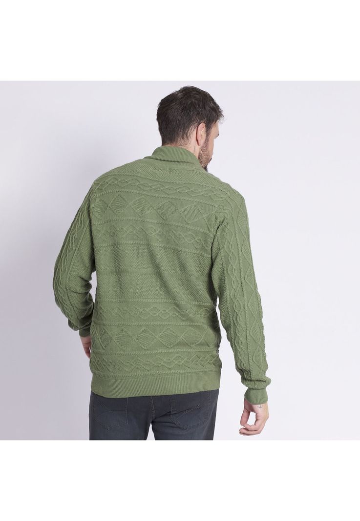 Cardigan Trenzado Verde musgo-2