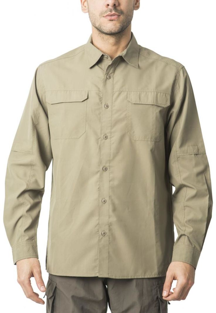Camisa Outdoor Manga Ajustable Beige-1